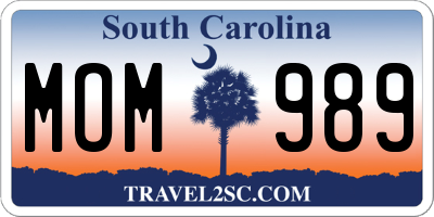 SC license plate MOM989