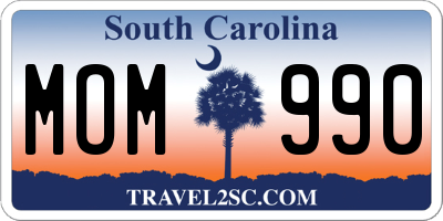 SC license plate MOM990