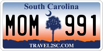SC license plate MOM991