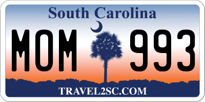 SC license plate MOM993