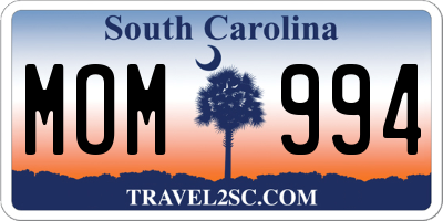 SC license plate MOM994