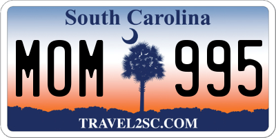 SC license plate MOM995