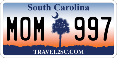 SC license plate MOM997