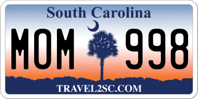SC license plate MOM998