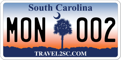 SC license plate MON002