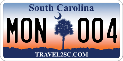 SC license plate MON004