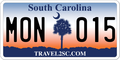 SC license plate MON015