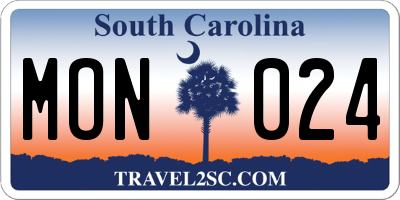 SC license plate MON024
