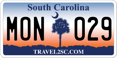 SC license plate MON029