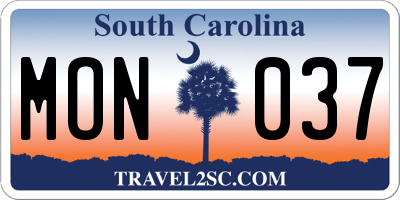 SC license plate MON037