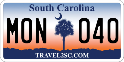 SC license plate MON040