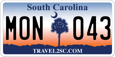 SC license plate MON043