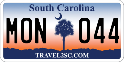 SC license plate MON044