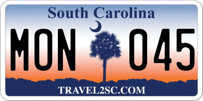 SC license plate MON045