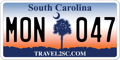 SC license plate MON047