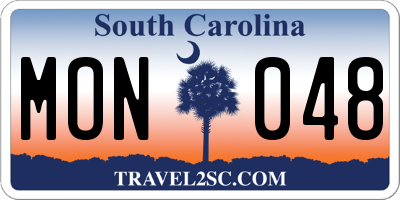 SC license plate MON048