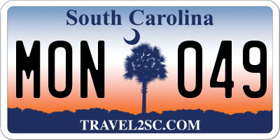 SC license plate MON049