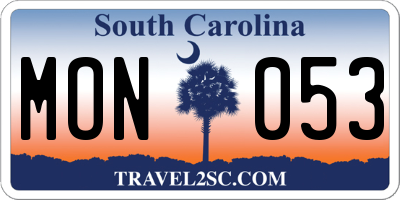 SC license plate MON053
