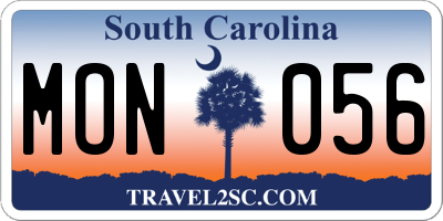 SC license plate MON056