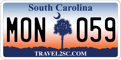 SC license plate MON059