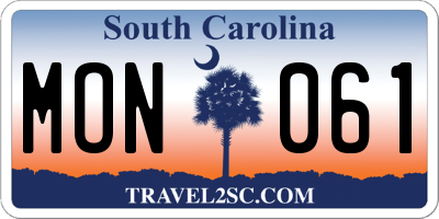 SC license plate MON061