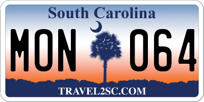 SC license plate MON064