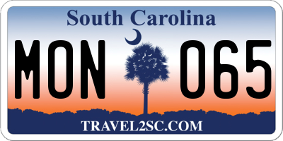 SC license plate MON065