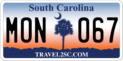 SC license plate MON067