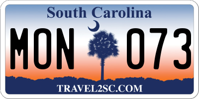 SC license plate MON073