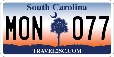 SC license plate MON077
