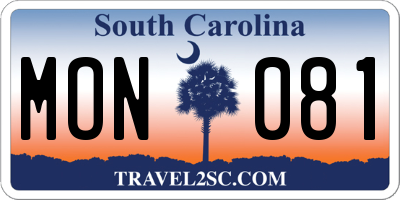 SC license plate MON081