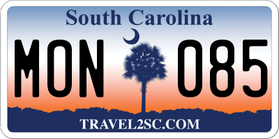 SC license plate MON085