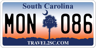 SC license plate MON086