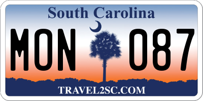 SC license plate MON087