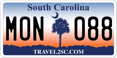 SC license plate MON088