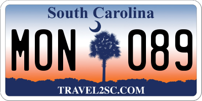 SC license plate MON089