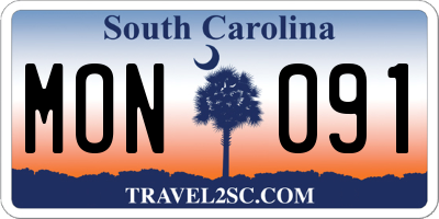 SC license plate MON091