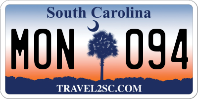 SC license plate MON094