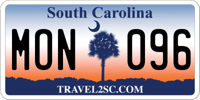 SC license plate MON096