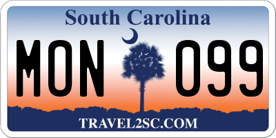 SC license plate MON099