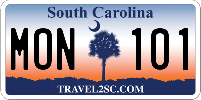 SC license plate MON101