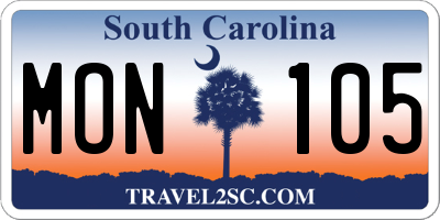 SC license plate MON105