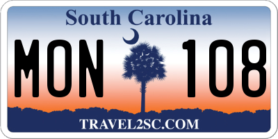 SC license plate MON108