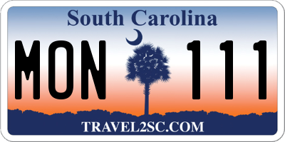 SC license plate MON111