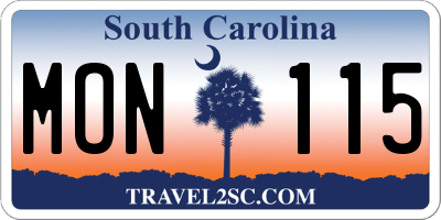 SC license plate MON115