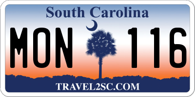 SC license plate MON116