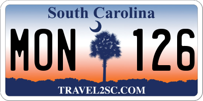 SC license plate MON126