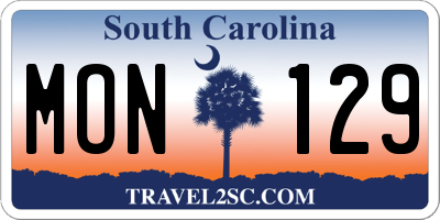 SC license plate MON129