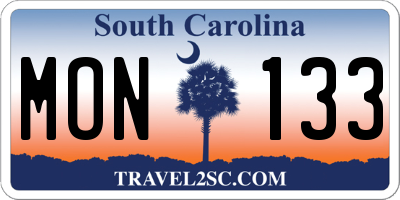 SC license plate MON133