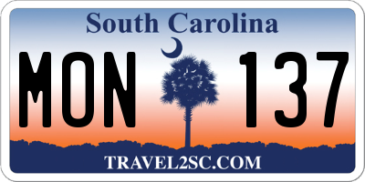 SC license plate MON137